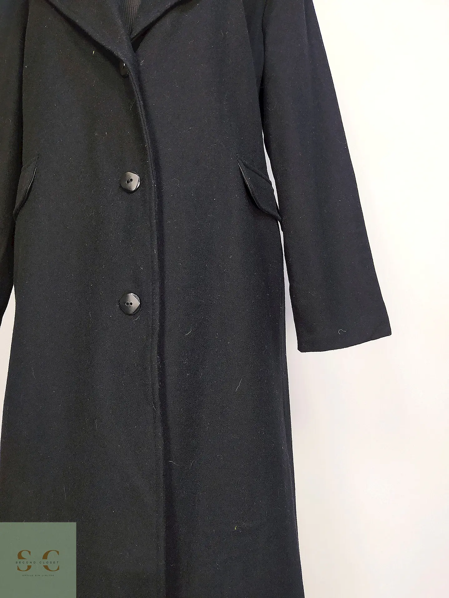 Abrigo Largo Sastre de Paño Negro Talla XL 6