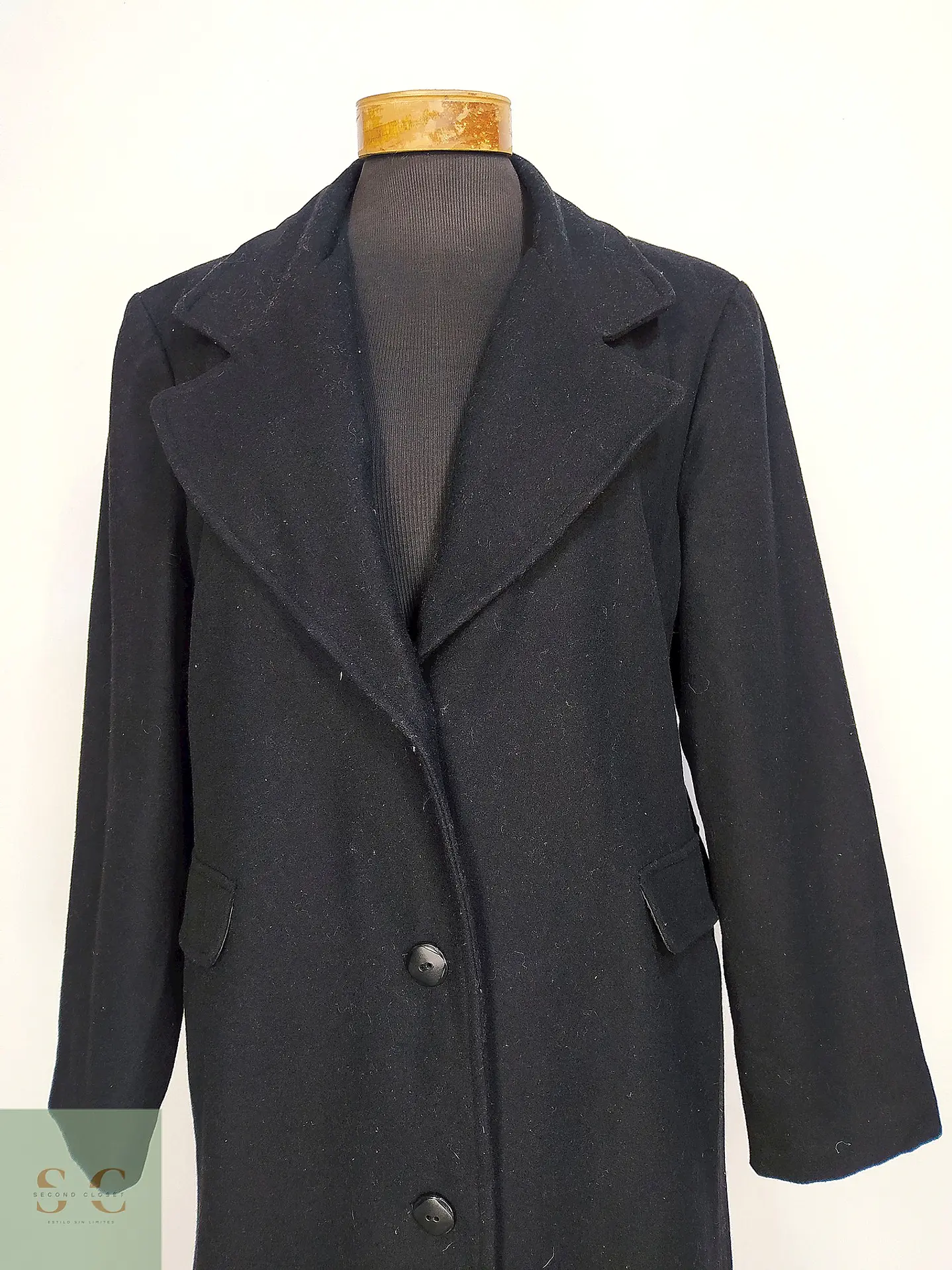Abrigo Largo Sastre de Paño Negro Talla XL 7