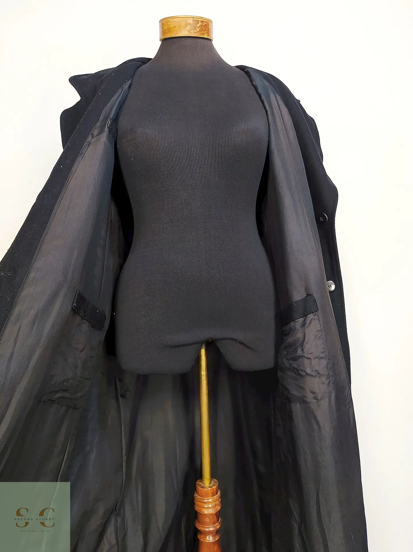 Abrigo Largo Sastre de Paño Negro Talla XL 12