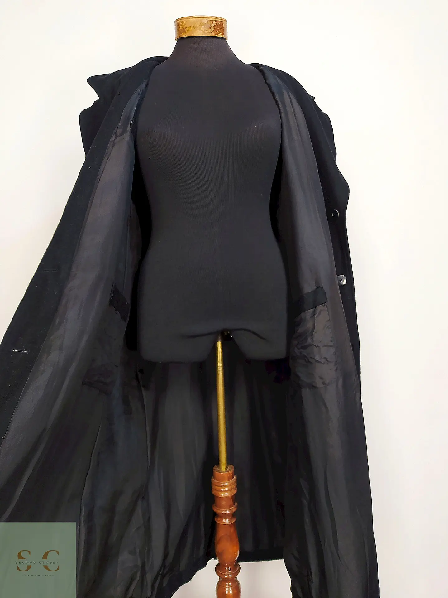 Abrigo Largo Sastre de Paño Negro Talla XL 13