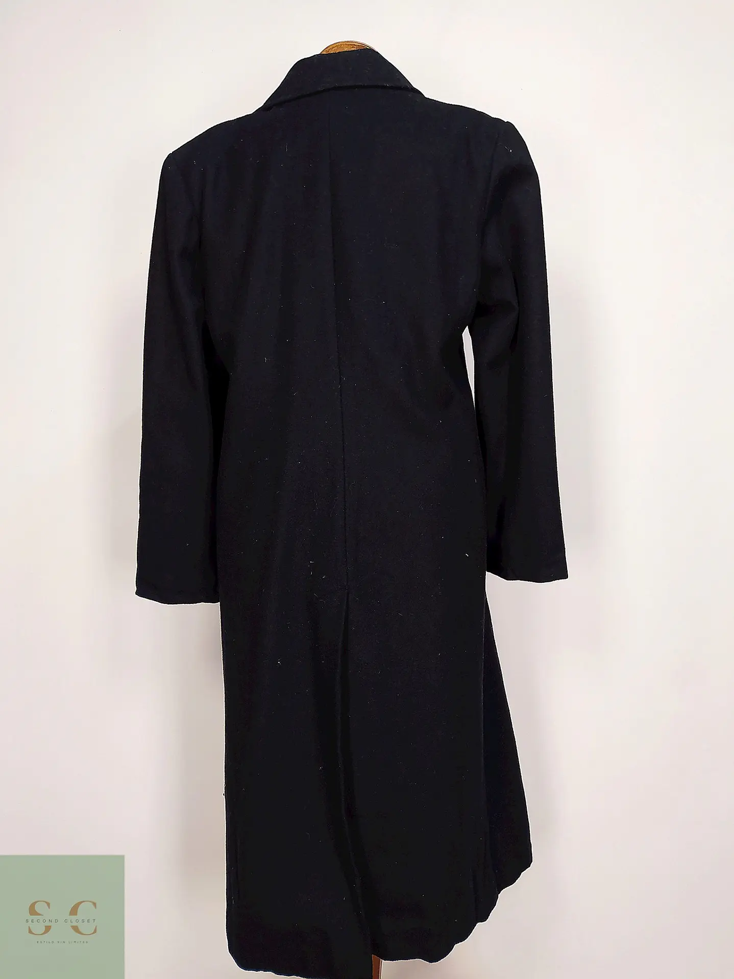 Abrigo Largo Sastre de Paño Negro Talla XL 14