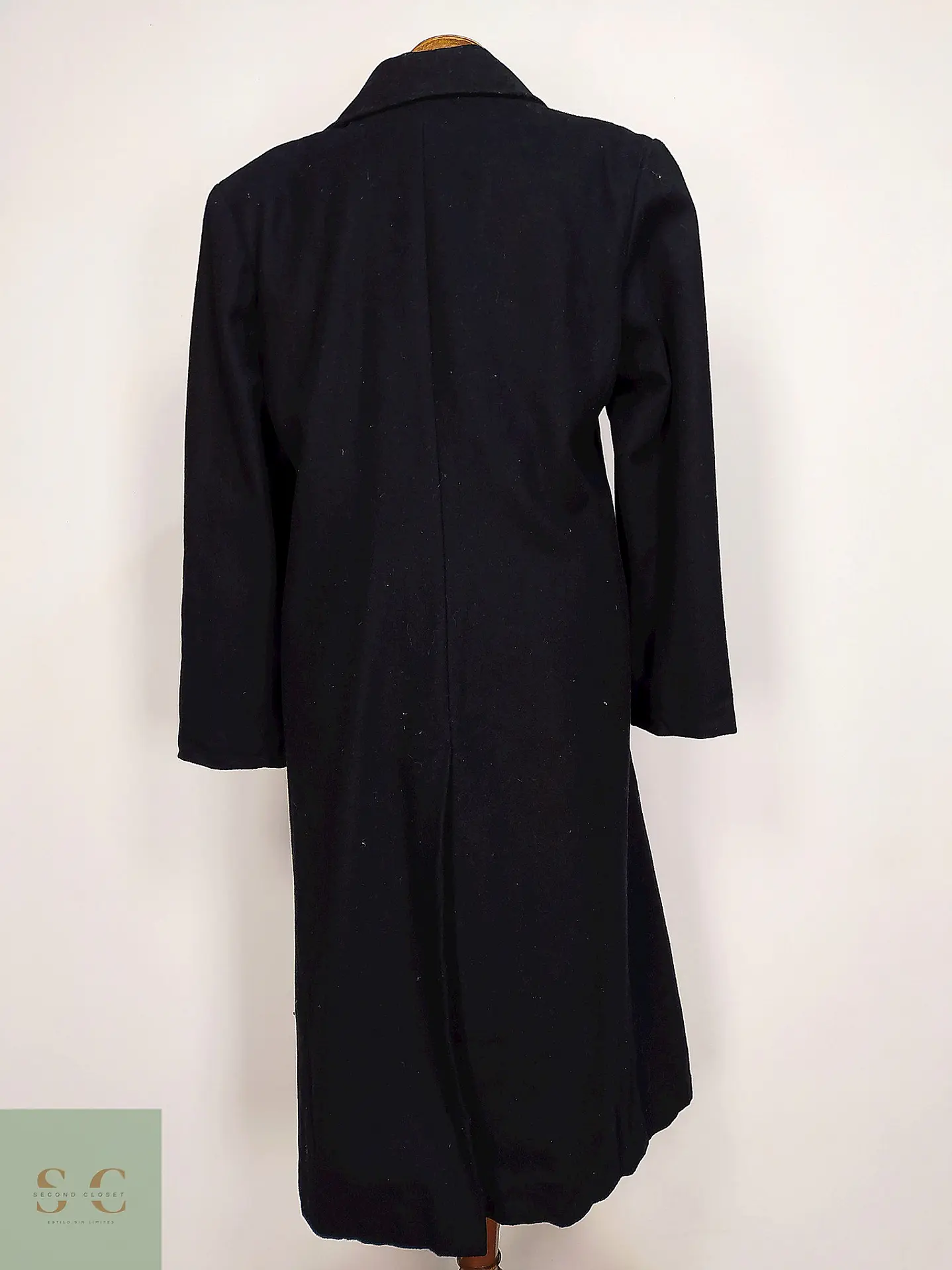 Abrigo Largo Sastre de Paño Negro Talla XL 15