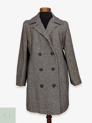 Abrigo Cruzado de Lana en Pata de Gallo Alorna Dillard's Talla L
