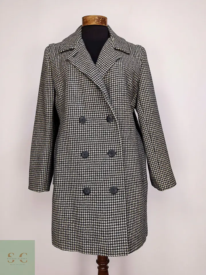 Abrigo Cruzado de Lana en Pata de Gallo Alorna Dillard's Talla L 2