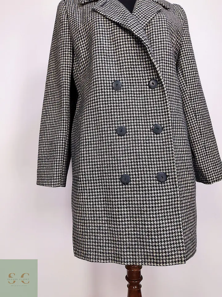 Abrigo Cruzado de Lana en Pata de Gallo Alorna Dillard's Talla L 3