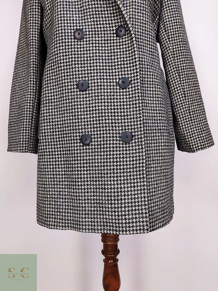 Abrigo Cruzado de Lana en Pata de Gallo Alorna Dillard's Talla L 4