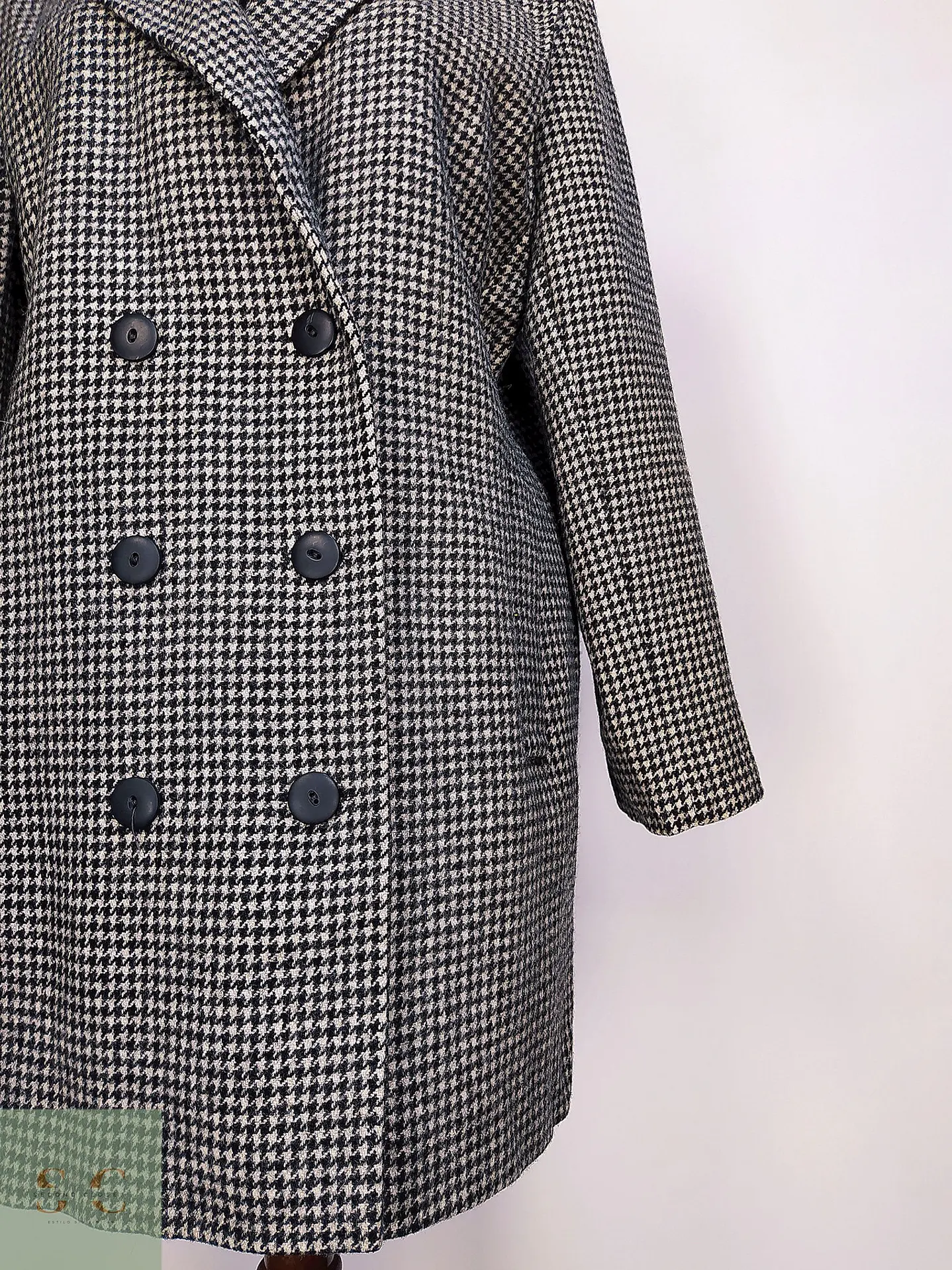 Abrigo Cruzado de Lana en Pata de Gallo Alorna Dillard's Talla L 5