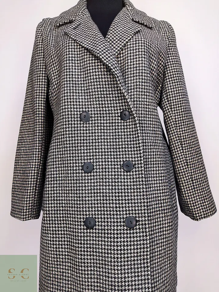 Abrigo Cruzado de Lana en Pata de Gallo Alorna Dillard's Talla L 6
