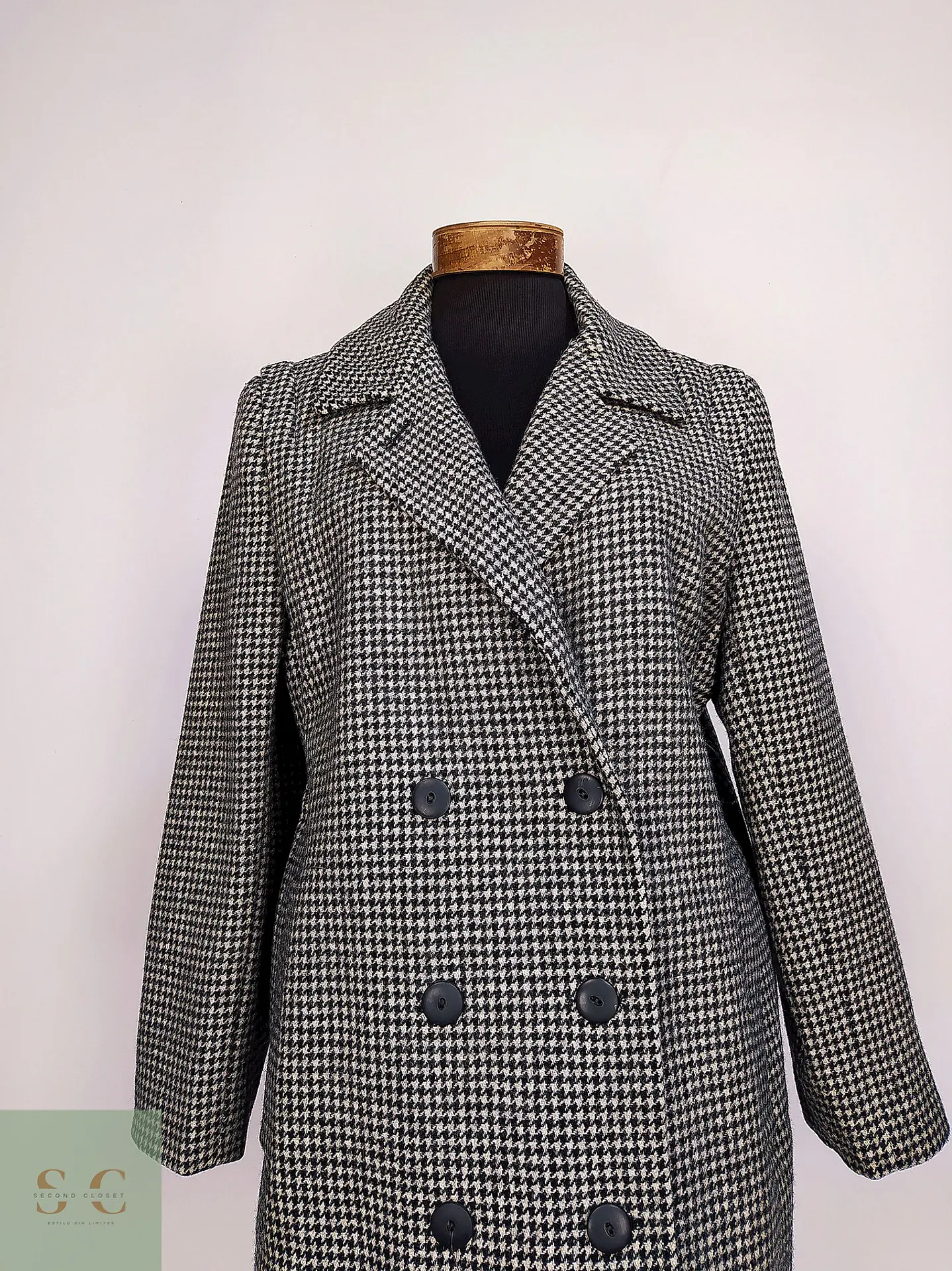 Abrigo Cruzado de Lana en Pata de Gallo Alorna Dillard's Talla L 7