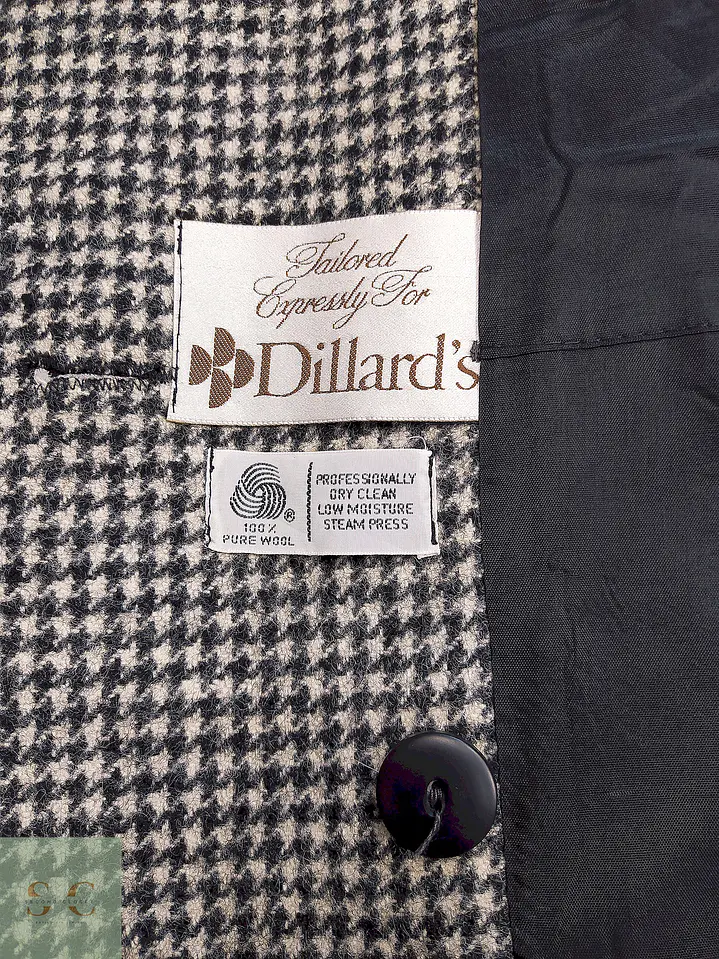 Abrigo Cruzado de Lana en Pata de Gallo Alorna Dillard's Talla L 12