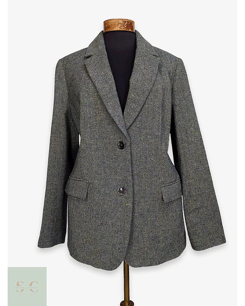 Blazer en Lana Tejido Espiga Mona Talla XL