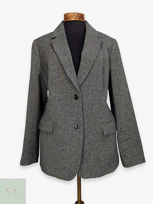 Blazer en Lana Tejido Espiga Mona Talla XL