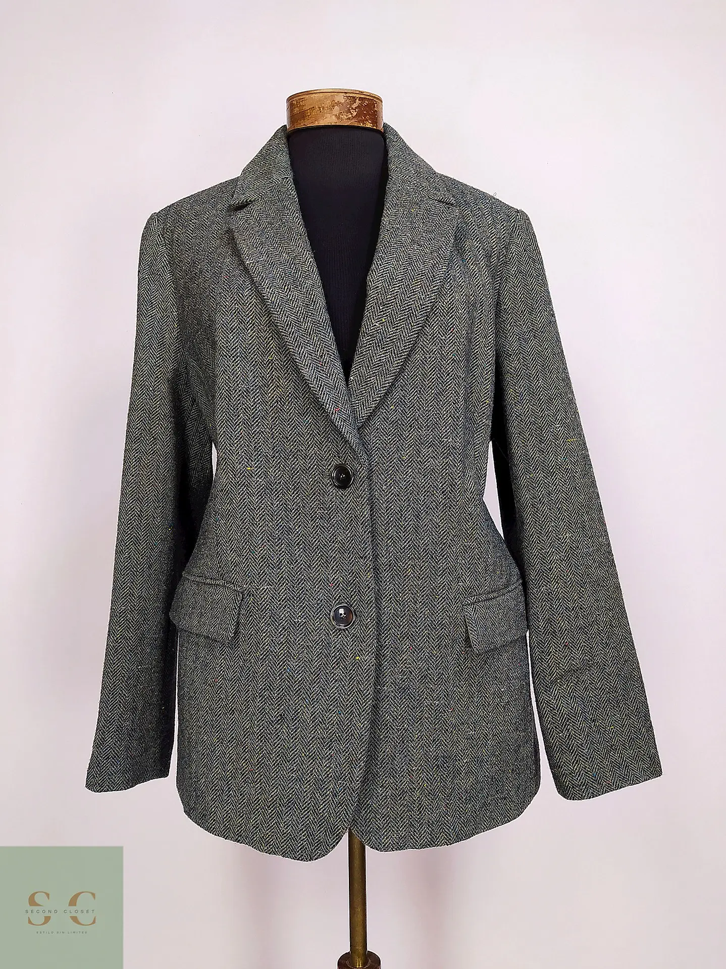 Blazer en Lana Tejido Espiga Mona Talla XL 2