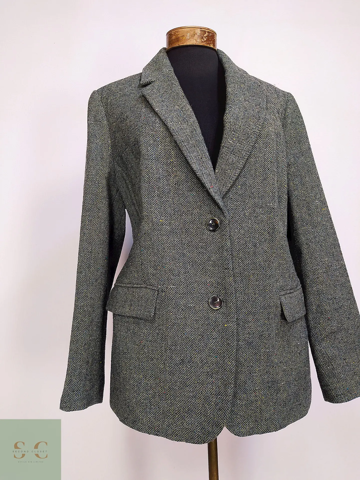 Blazer en Lana Tejido Espiga Mona Talla XL 3