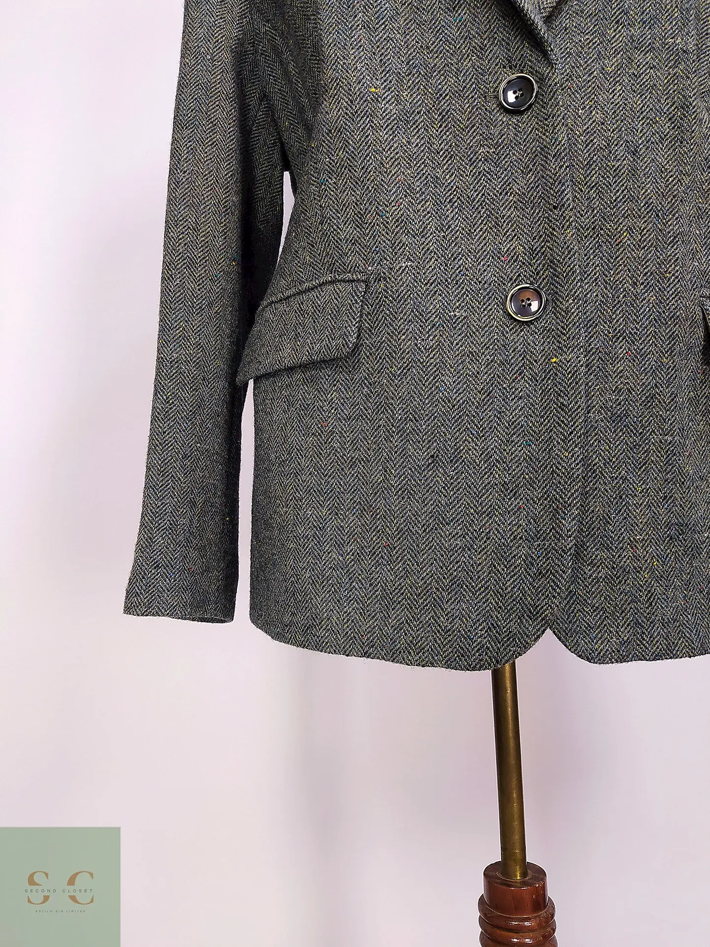 Blazer en Lana Tejido Espiga Mona Talla XL 4