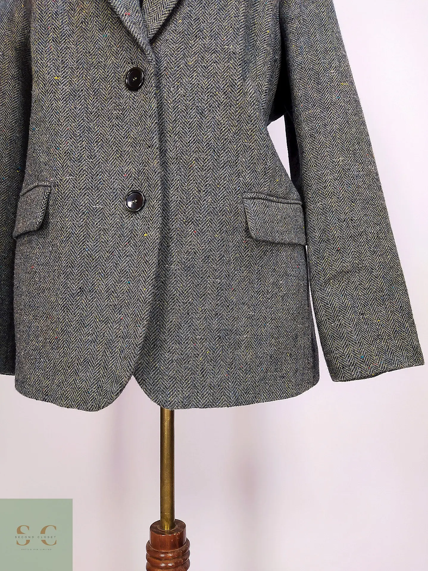 Blazer en Lana Tejido Espiga Mona Talla XL 5