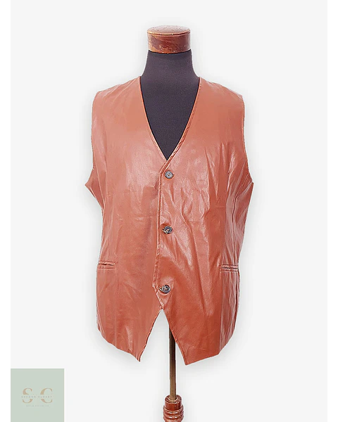 Chaleco Clásico de Ecocuero Camel Talla LXL