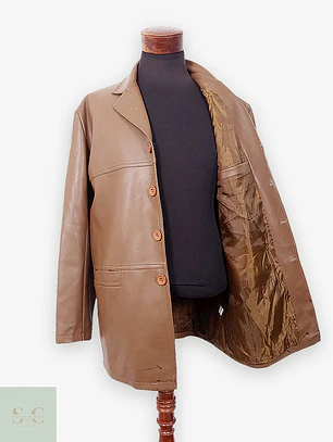 Chaqueta Recta Minimalista en Ecocuero Talla L/XL