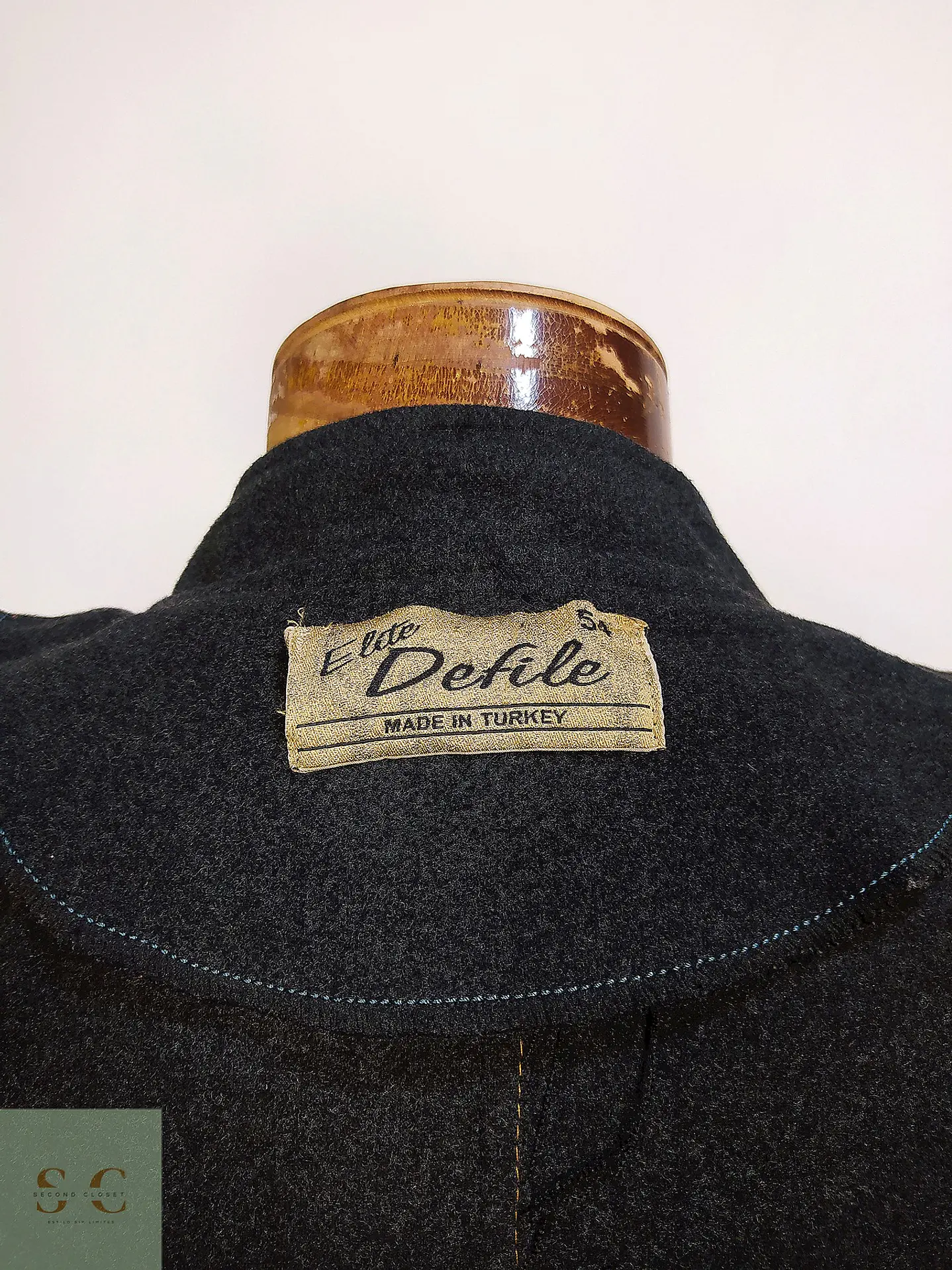 Abrigo Largo de Paño Plomo Defile Talla L 12