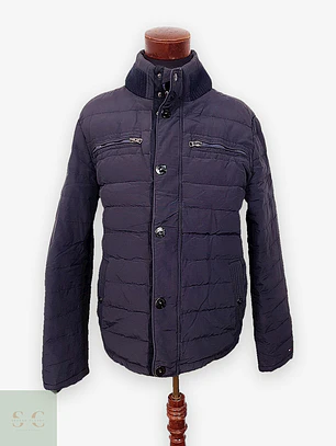 Chaqueta Acolchada Azul Marino con Cuello Tejido Tommy Hilfiger Talla L