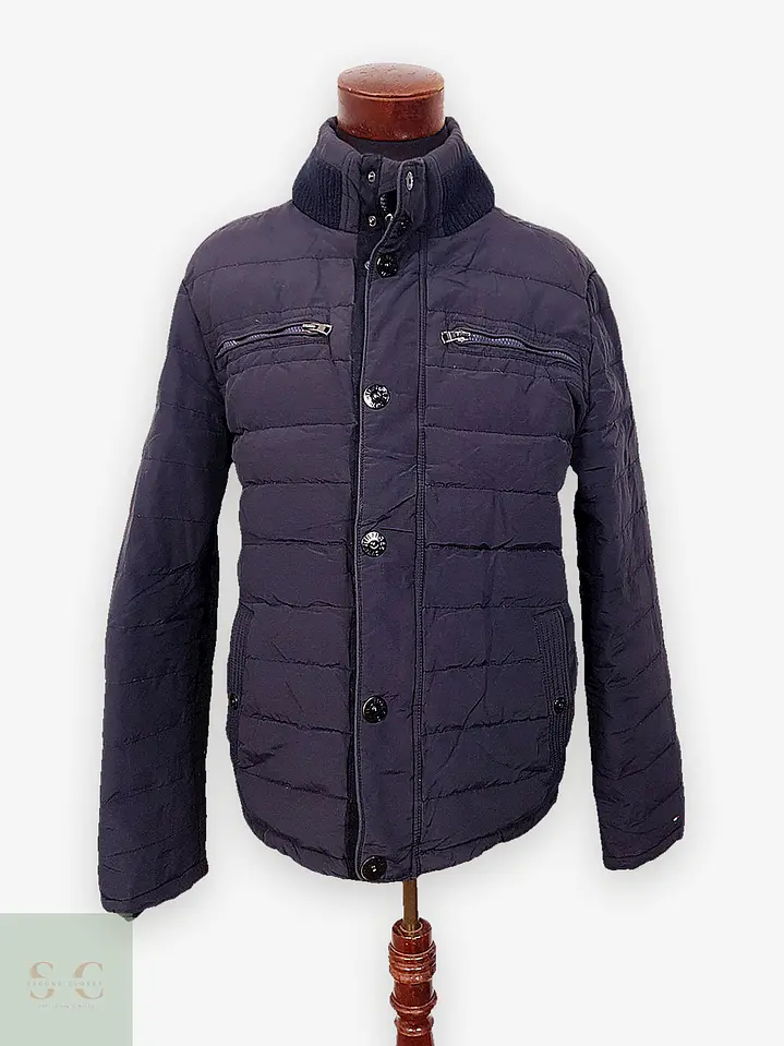 Chaqueta Acolchada Azul Marino con Cuello Tejido Tommy Hilfiger Talla L 1