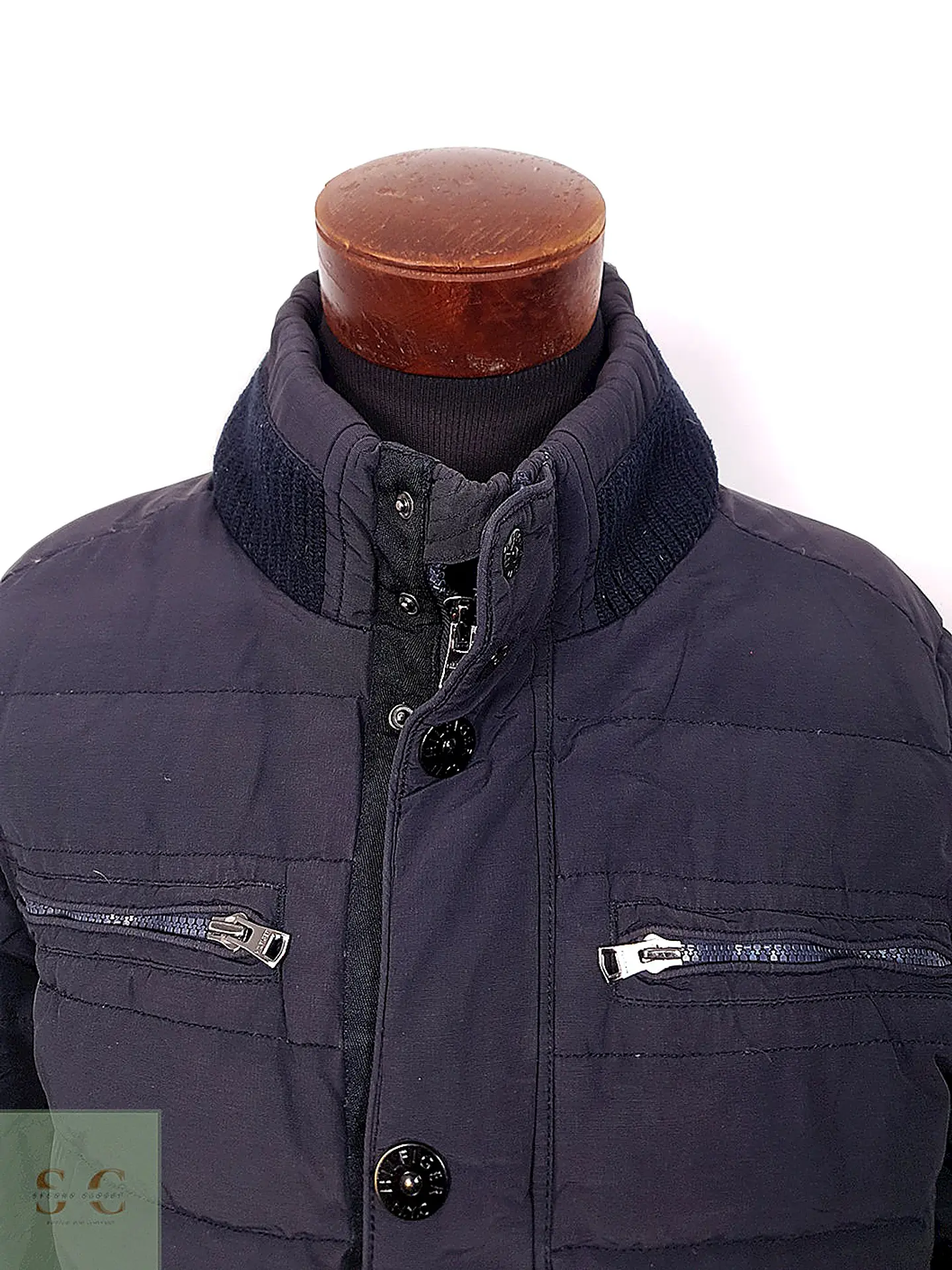 Chaqueta Acolchada Azul Marino con Cuello Tejido Tommy Hilfiger Talla L 8