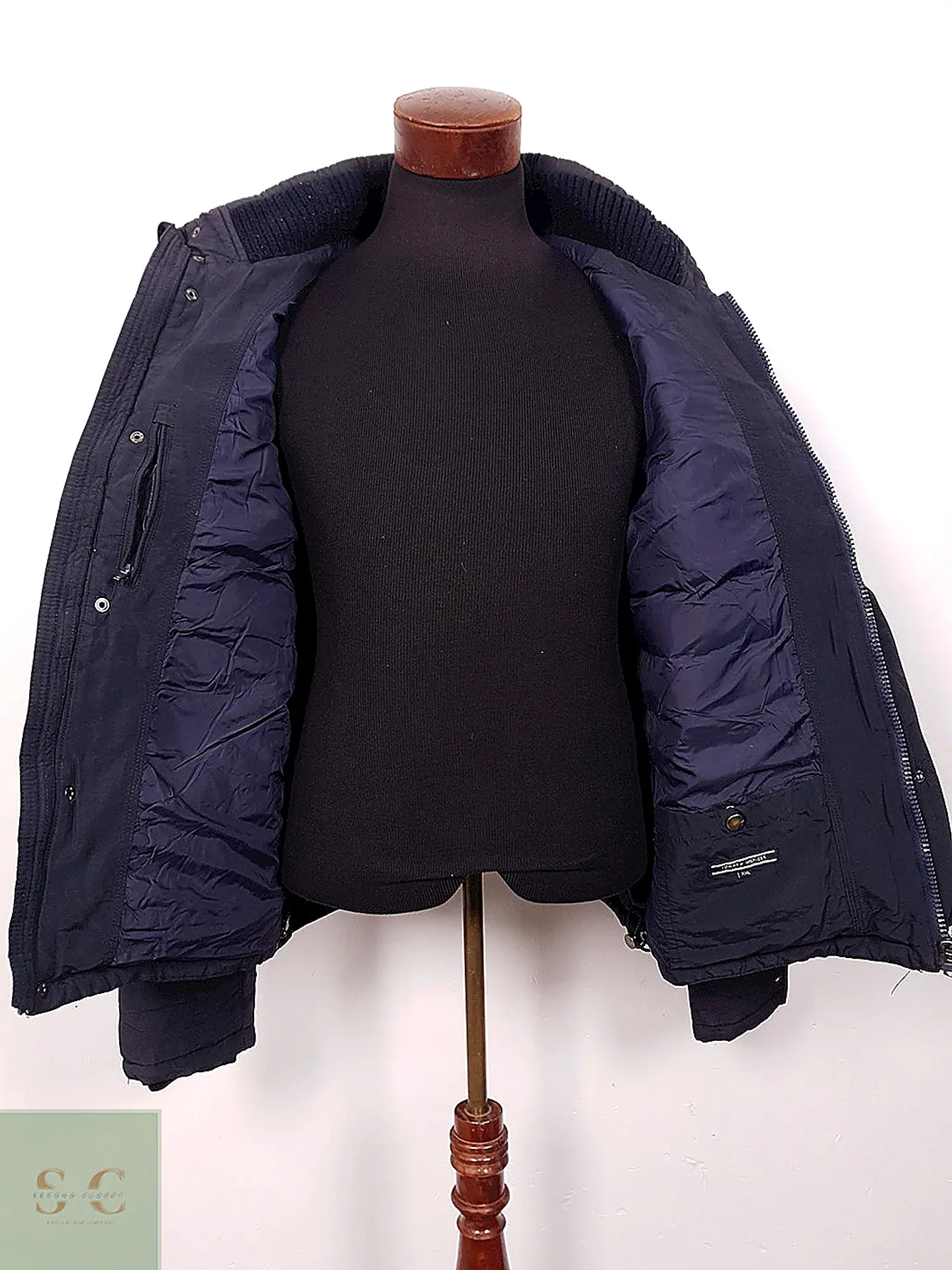 Chaqueta Acolchada Azul Marino con Cuello Tejido Tommy Hilfiger Talla L 11
