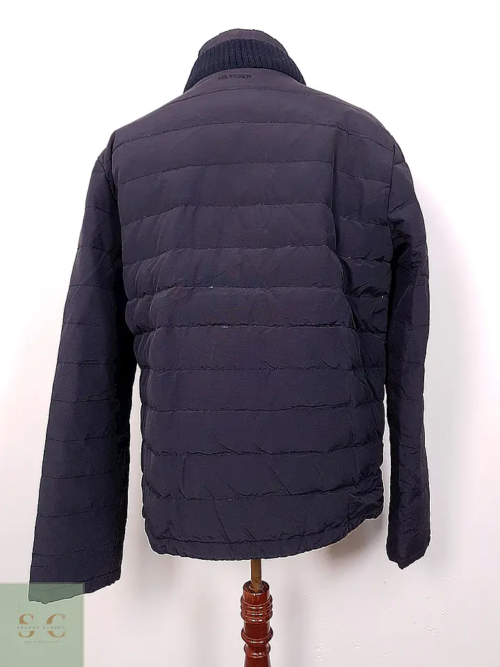 Chaqueta Acolchada Azul Marino con Cuello Tejido Tommy Hilfiger Talla L 14