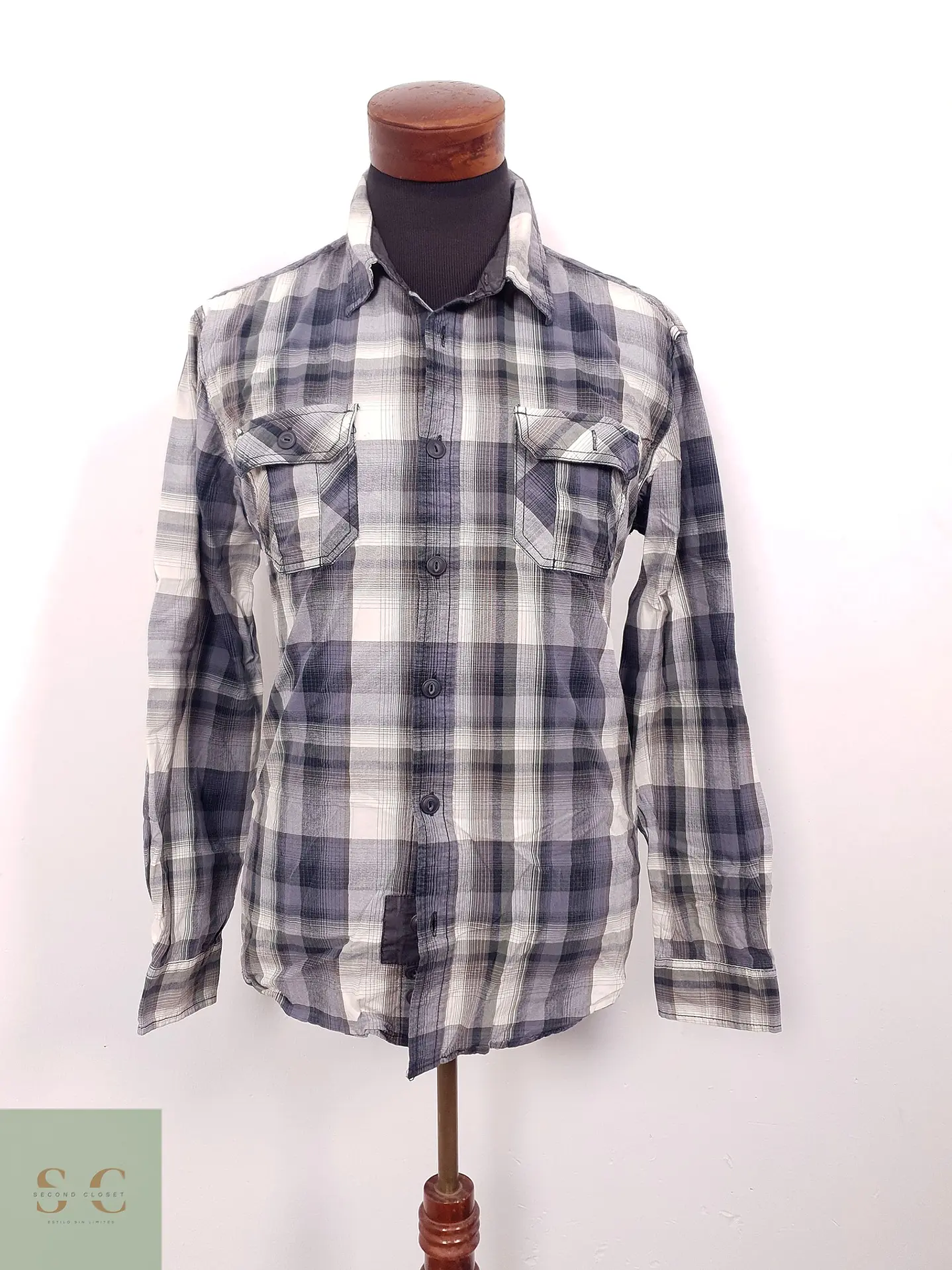 Camisa Casual de Algodón a Cuadros Angelo Litrico Talla L 2