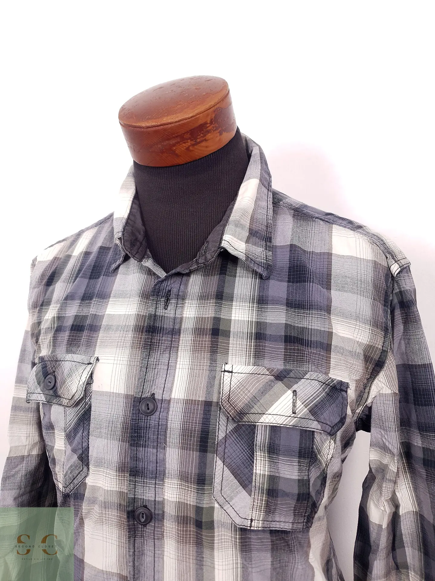 Camisa Casual de Algodón a Cuadros Angelo Litrico Talla L 3