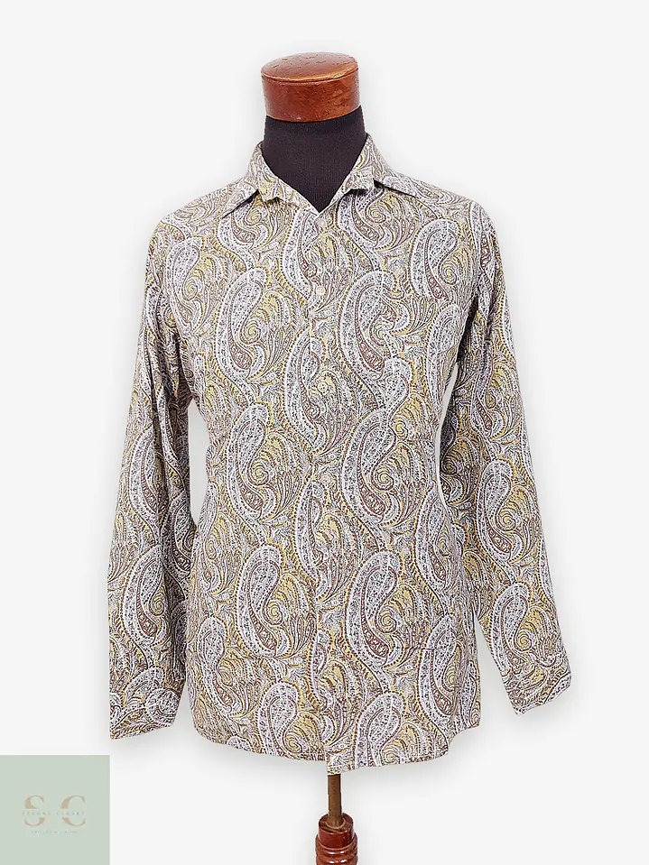 Camisa Estampada Paisley Ocre Tierra Young Style Talla M 1