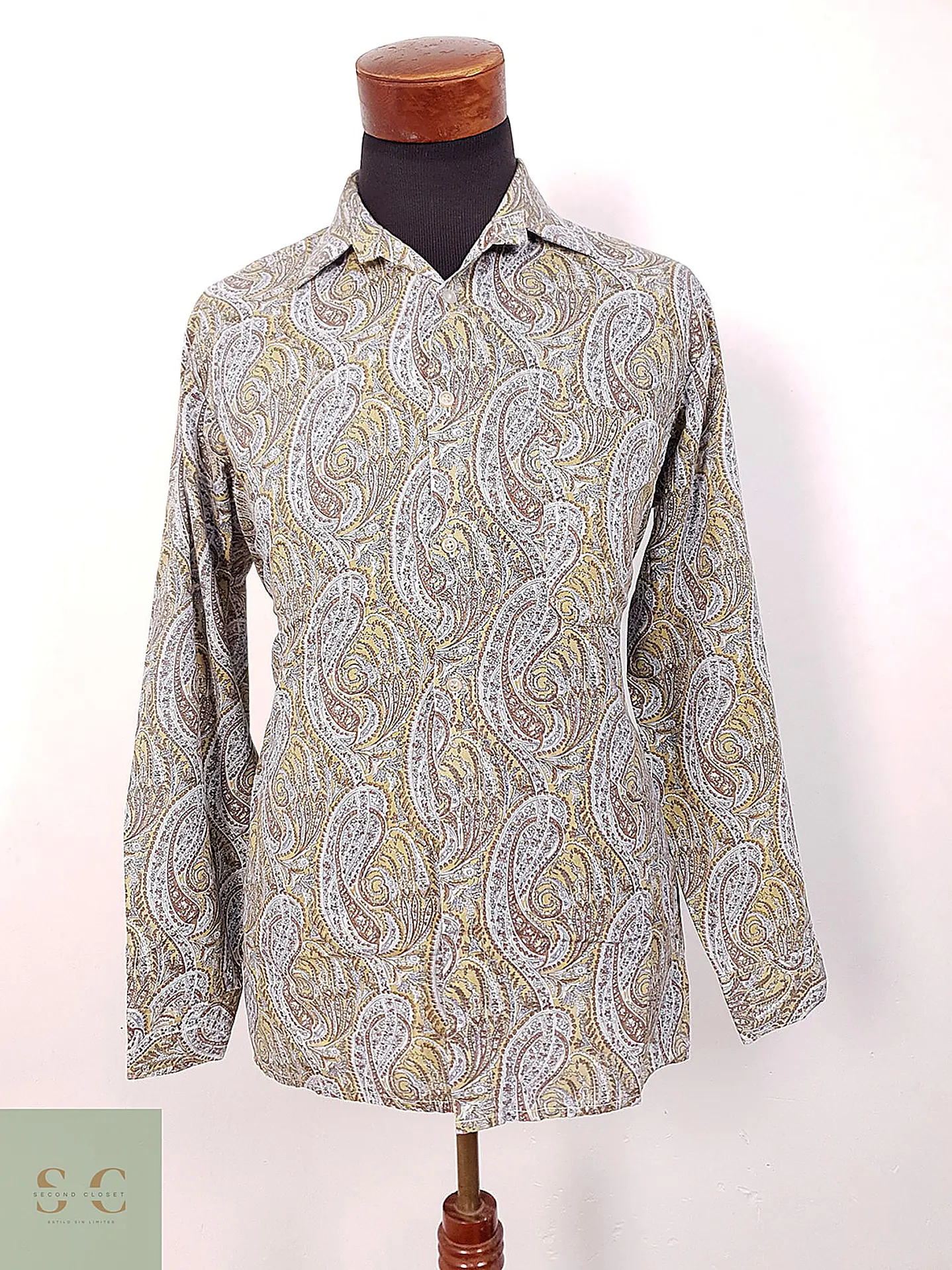 Camisa Estampada Paisley Ocre Tierra Young Style Talla M 2