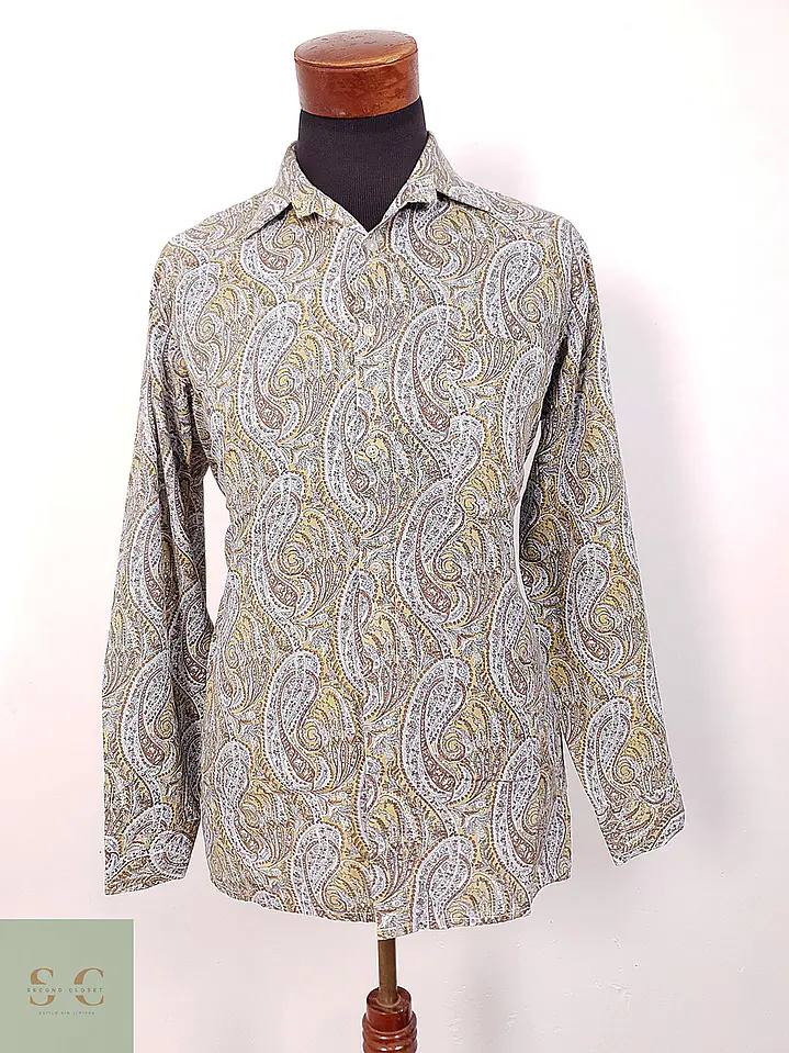 Camisa Estampada Paisley Ocre Tierra Young Style Talla M 2