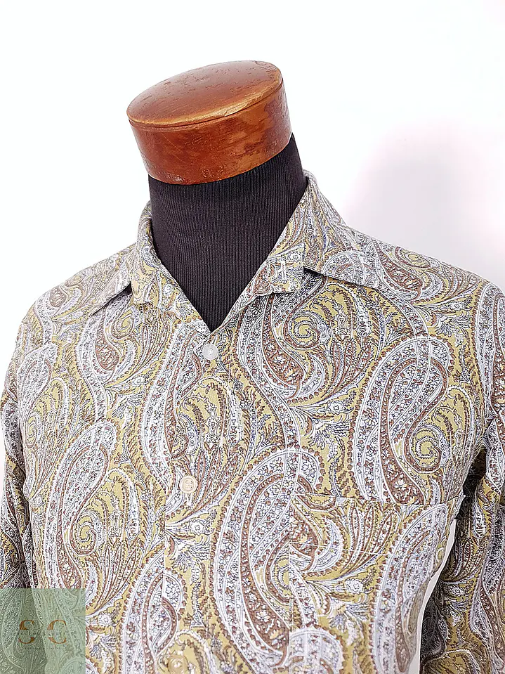 Camisa Estampada Paisley Ocre Tierra Young Style Talla M 3
