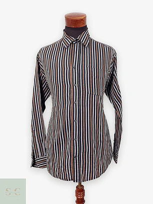 Camisa Clásica de Algodón a Rayas Multicolores La Mode Talla L