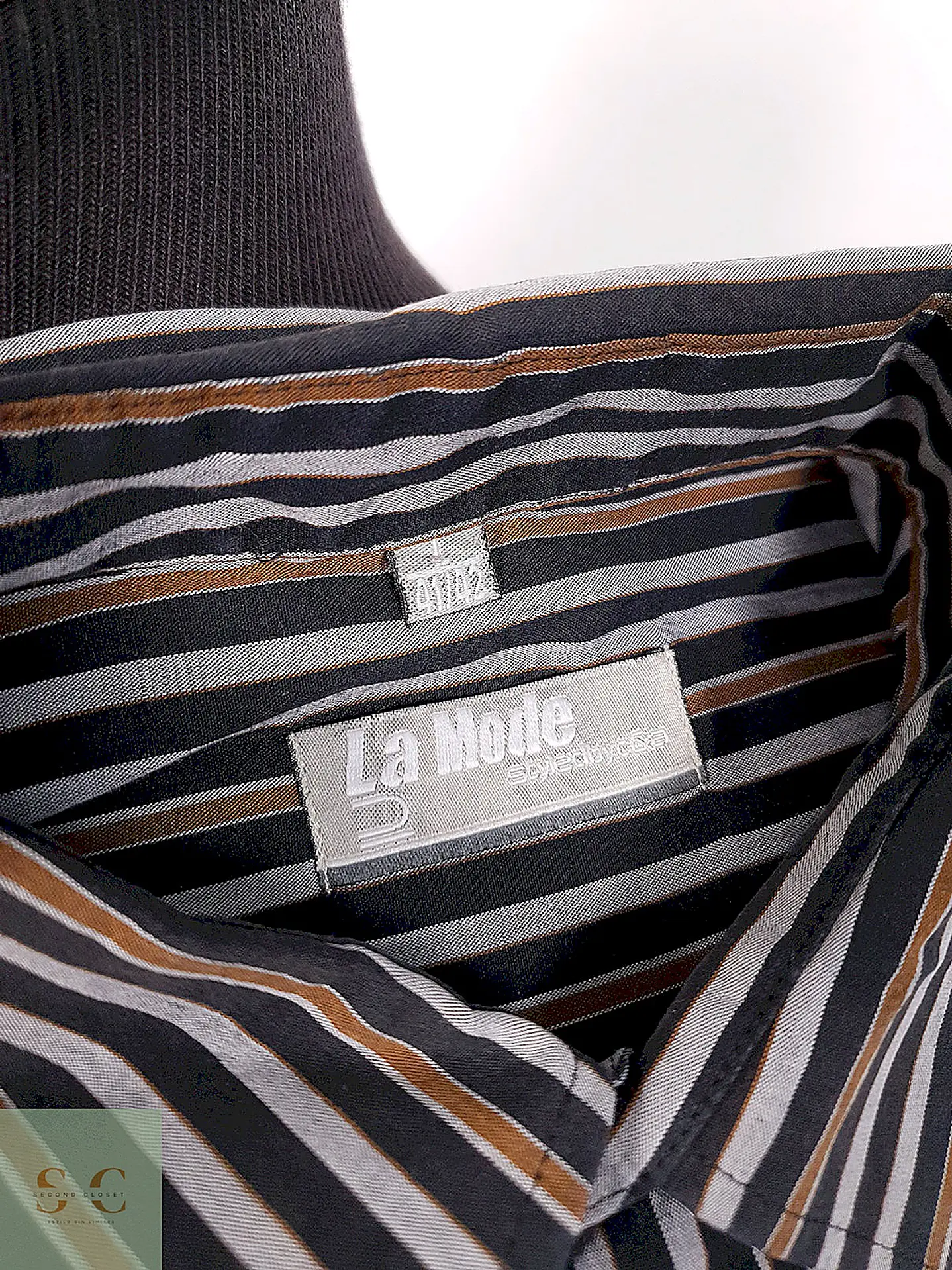 Camisa Clásica de Algodón a Rayas Multicolores La Mode Talla L 3