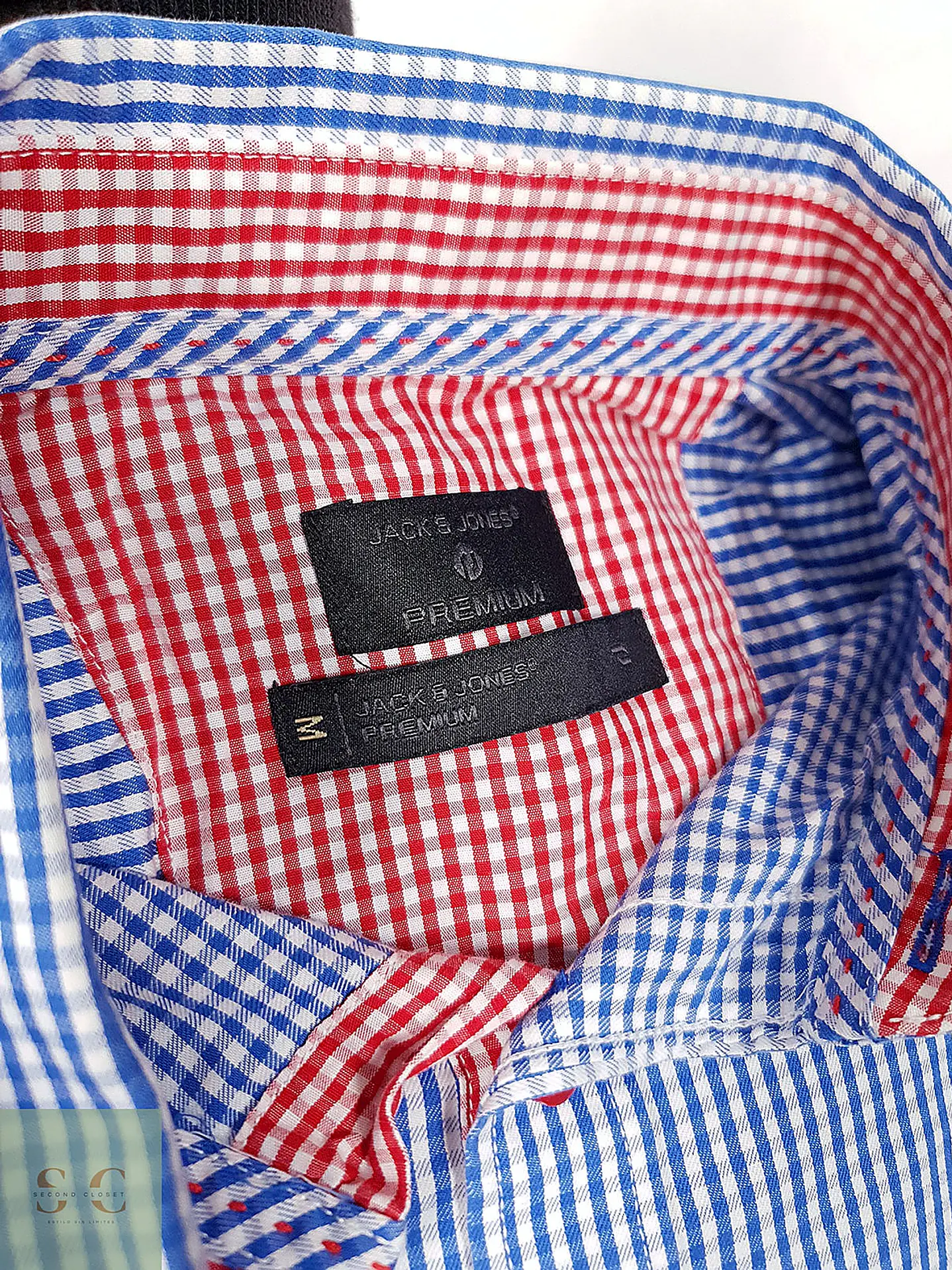 Camisa Entallada de Microcuadros con Contraste Jack & Jones Premium Talla M 3