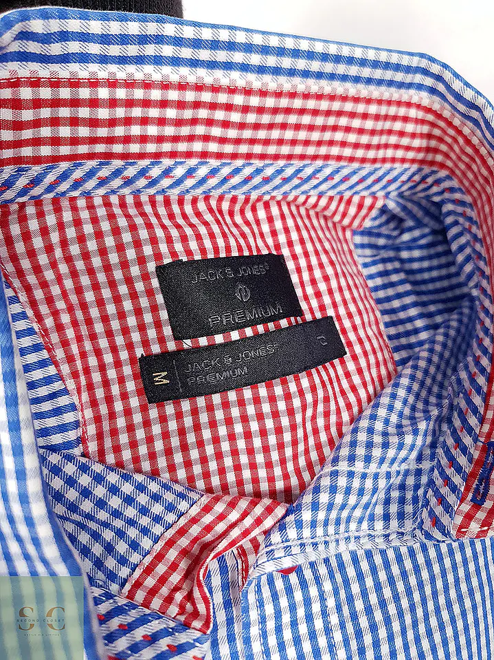 Camisa Entallada de Microcuadros con Contraste Jack & Jones Premium Talla M 3