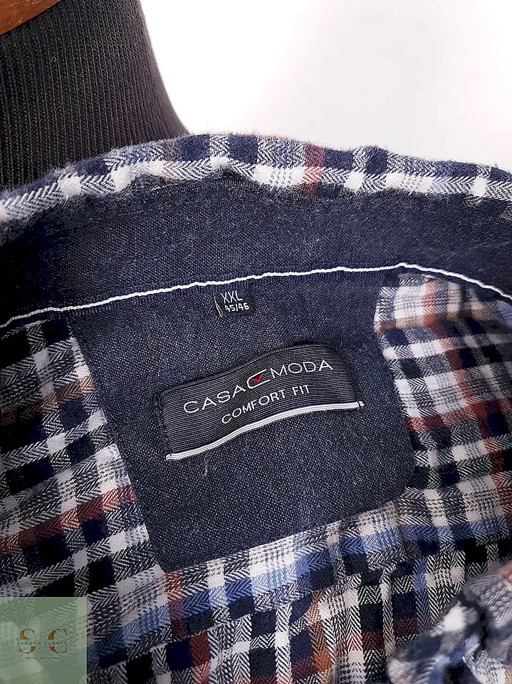 Camisa de Franela a Cuadros Button-Down Casamoda Talla XXL 3