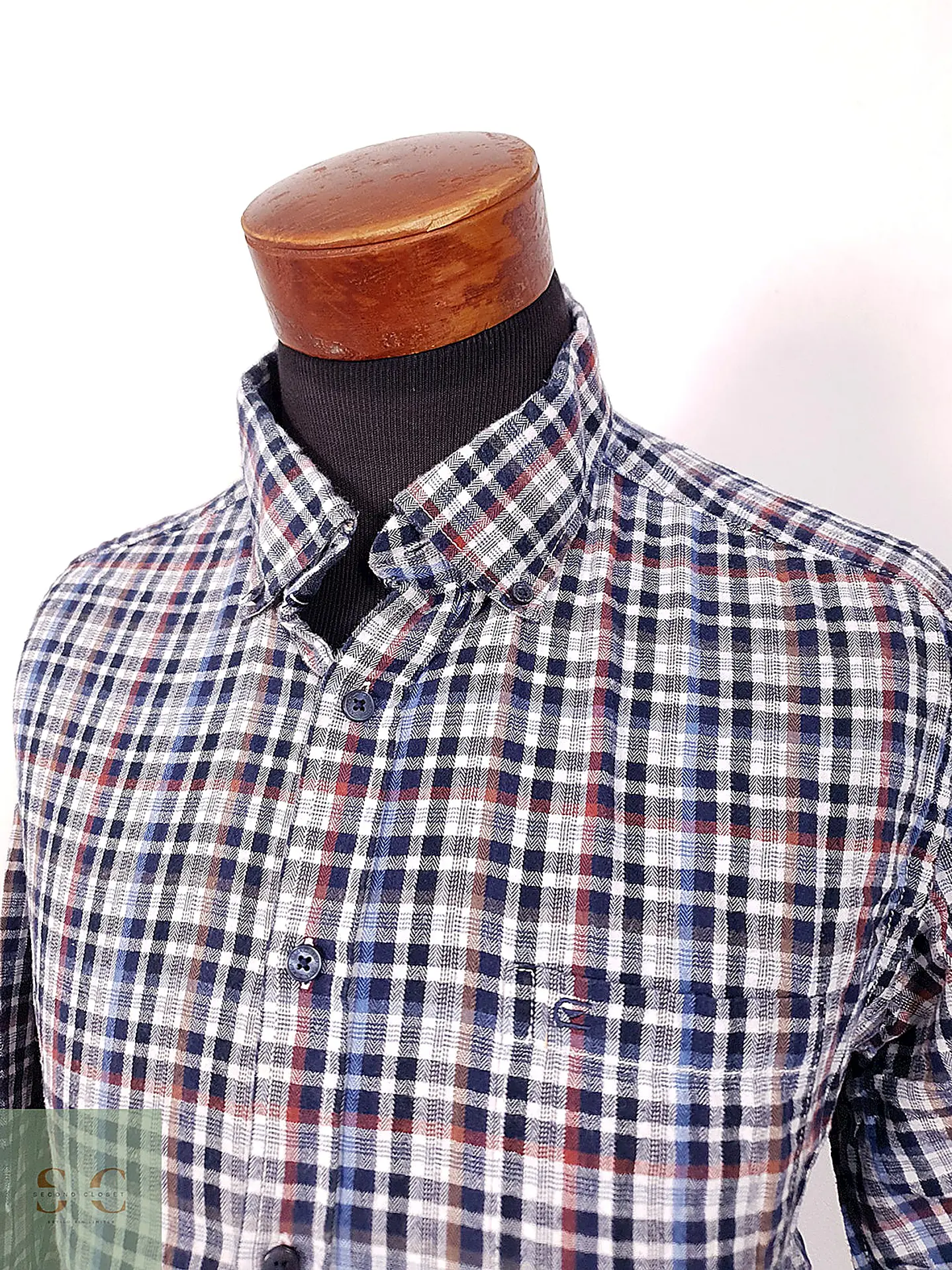 Camisa de Franela a Cuadros Button-Down Casamoda Talla XXL 4
