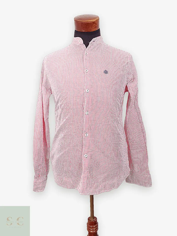 Camisa de Cuello Mao en Algodón Seersucker Springfield Talla M 1