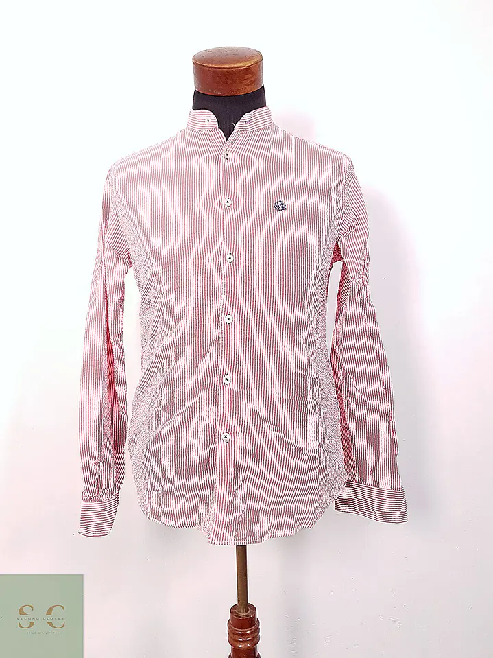 Camisa de Cuello Mao en Algodón Seersucker Springfield Talla M 2