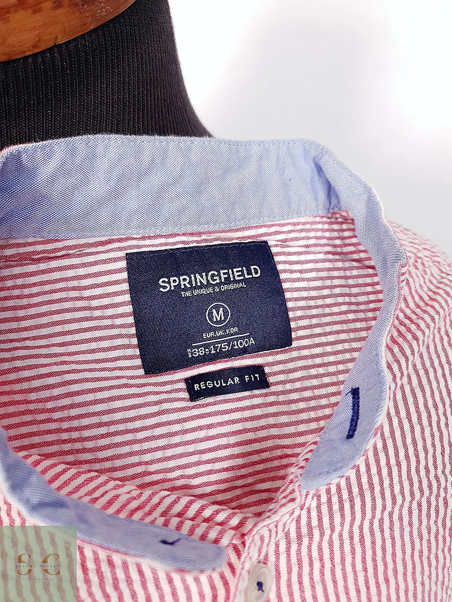 Camisa de Cuello Mao en Algodón Seersucker Springfield Talla M 3