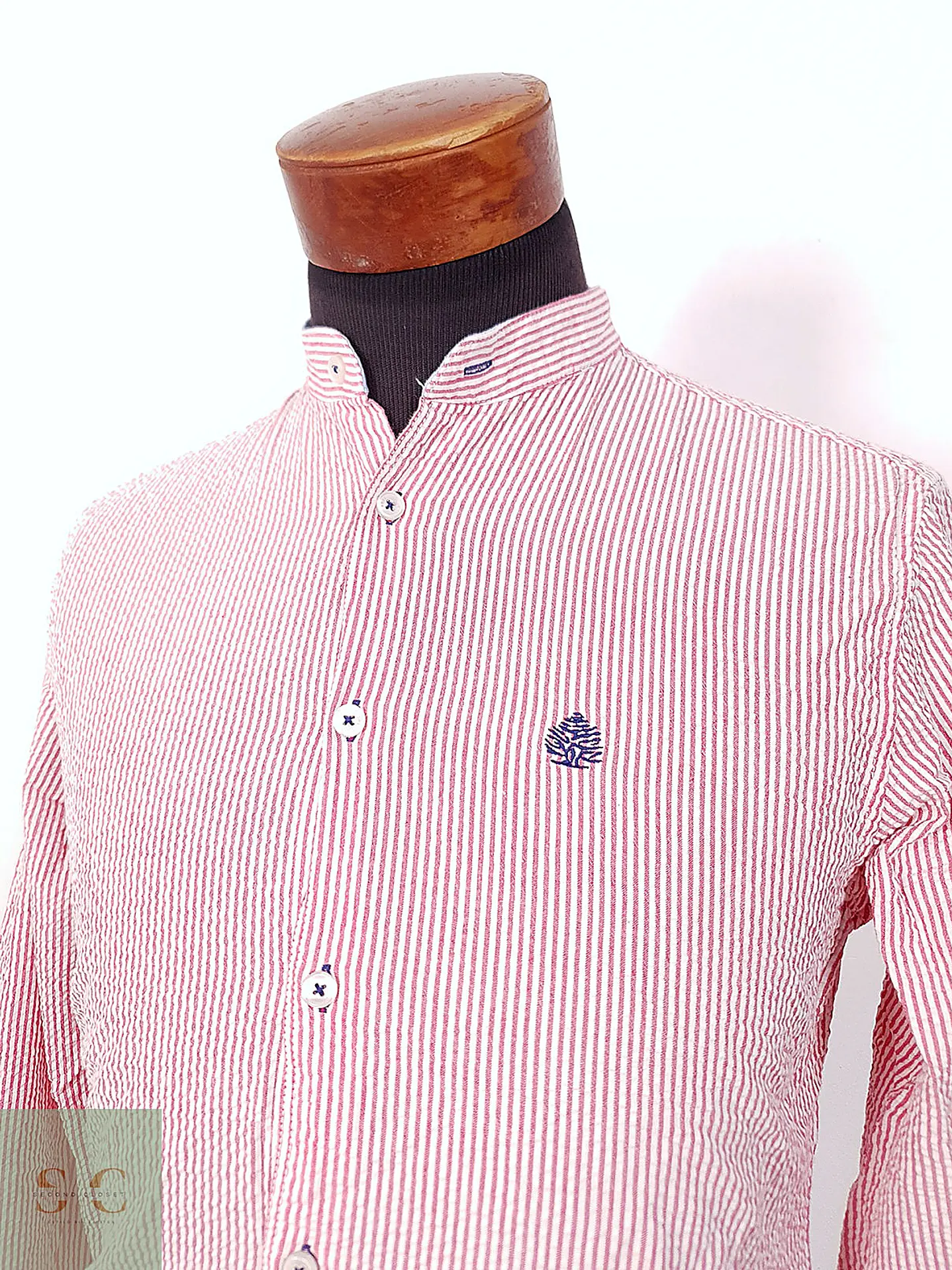 Camisa de Cuello Mao en Algodón Seersucker Springfield Talla M 4