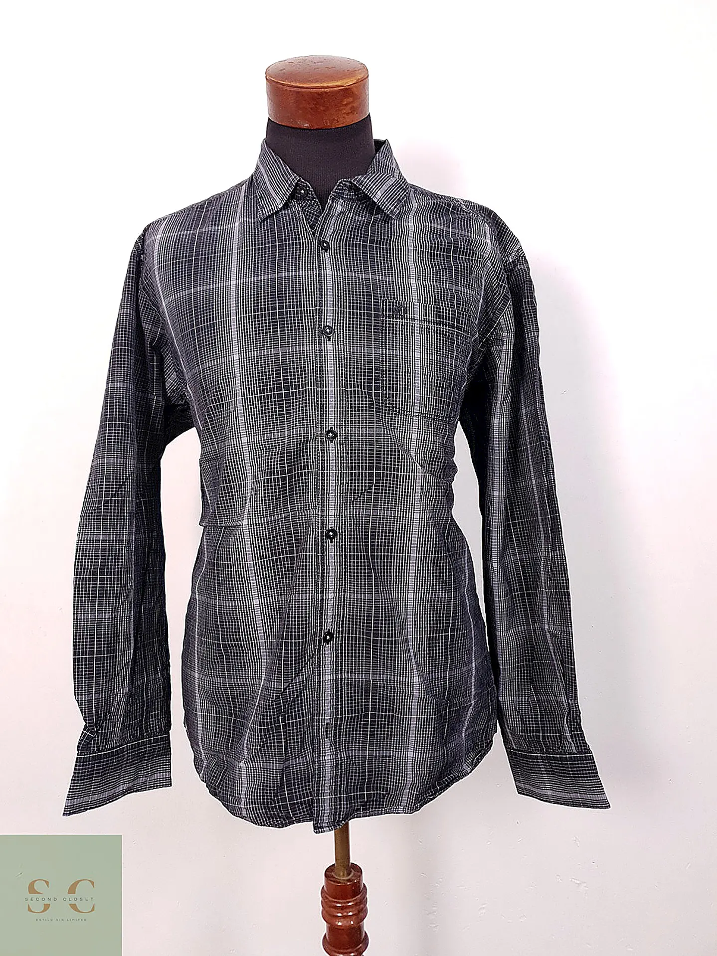 Camisa Casual a Cuadros Tonalidad Plomo s.Oliver Talla XL 2