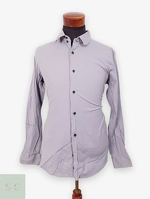 Camisa Lisa de Vestir con Cuello Estructurado Rusty Neal Talla L