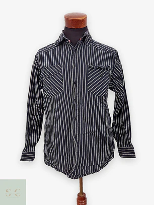 Camisa Casual de Algodón a Rayas Identic Culture Talla M