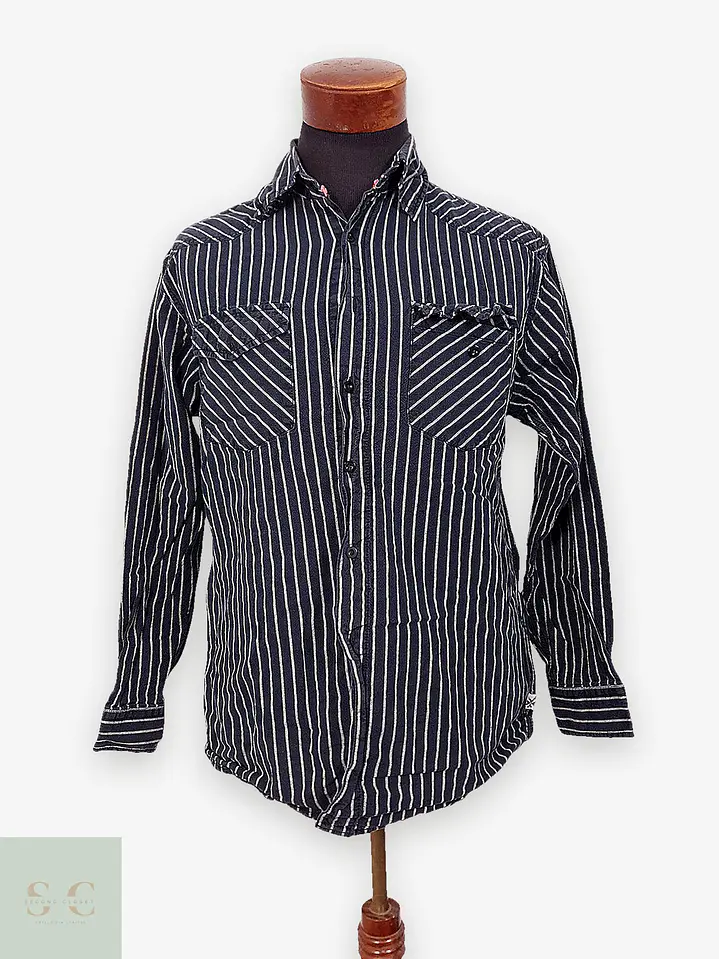 Camisa Casual de Algodón a Rayas Identic Culture Talla M 1