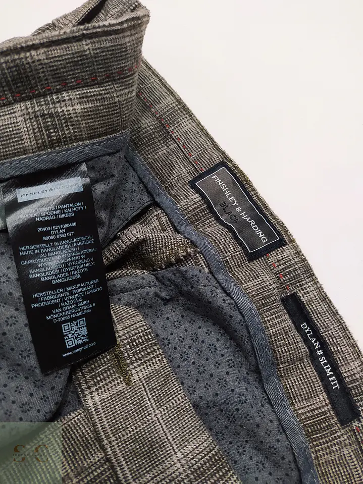 Pantalón Sastre en Patronaje de Cuadros Glen Check Finshley & Harding Talla L (47) 4