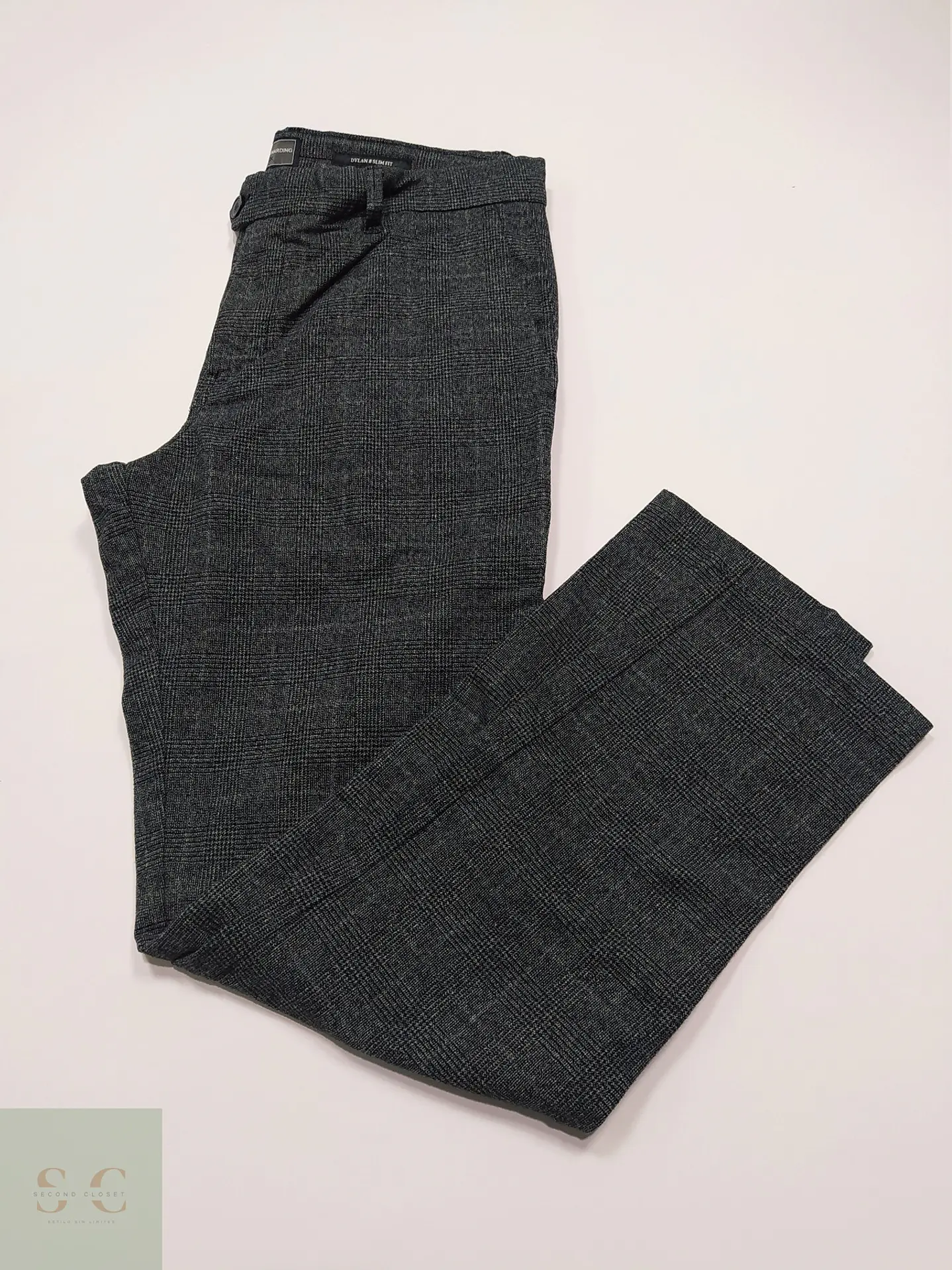 Pantalón Sastre Slim Fit con Microcuadros Finshley & Harding Talla L (47) 2